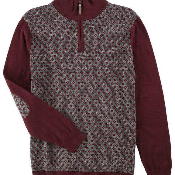 NEW Red Diamond Patter Mens Size LT Quarter-Zip Sweater