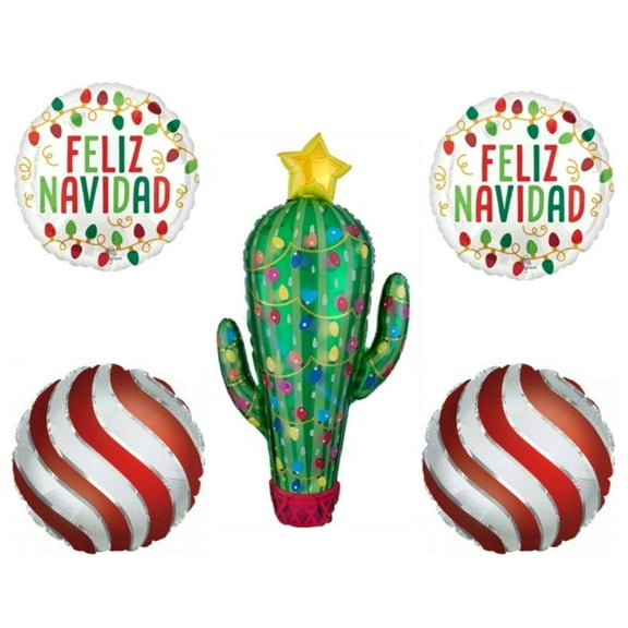 5 pc XL Feliz Navidad Cactus party balloons Decoration Supplies Merry Christmas