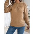 thumbnail image 6 of Long Sleeve Shirts for Women Fall Fashion V Neck Hollow Out Sweaters Trendy Solid Loose Comfy Blouses Khaki S, 6 of 10