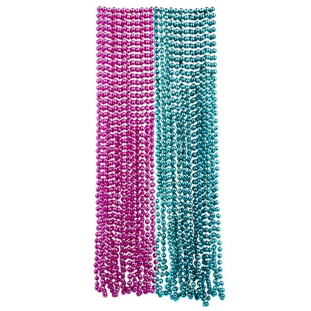 Mardi Gras Plastic Bead Necklaces Duo for Gender Reveal Party Favors and Decorations, Pink and Baby Blue, (Best Mardi Gras Beads)