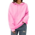thumbnail image 3 of KDDYLITQ Hoodies for Women Y2k Long Sleeve Sweatshirts Fleece Drawstring Comfy Clothes Fashion Fall Loose Fit Sweatshirt with Pocket Pink XL, 3 of 5