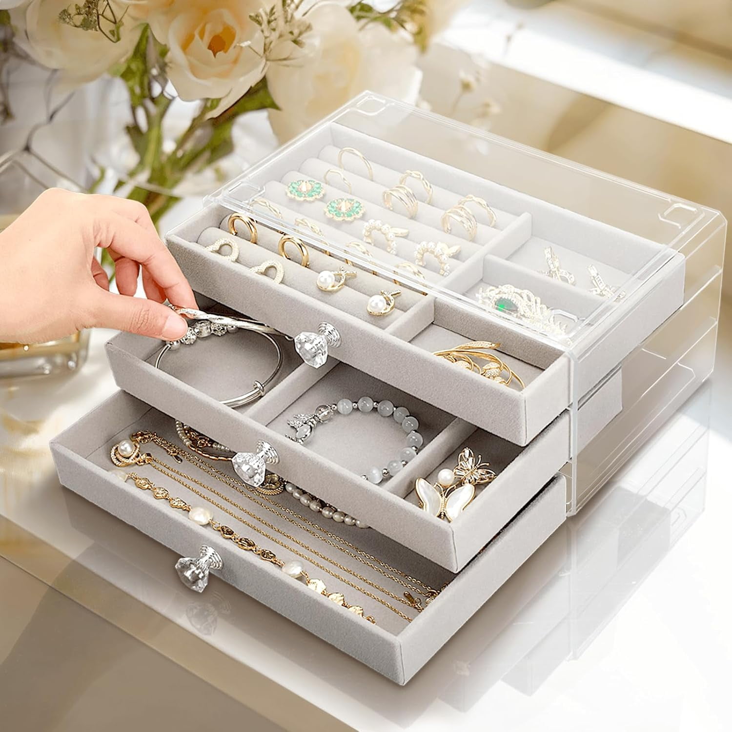 Jewelry Box, Drawer Jewelry Holder Organizer, Jewelry Boxes
