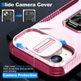 thumbnail image 4 of For iPhone 15 Plus Slim Fit Shockproof Hybrid with Slide Camera Cover & Rotated Ring Kickstand, [Military-Grade] Phone Case For iPhone 15 Plus 6.7",Pink,For iPhone 15 Plus, 4 of 8