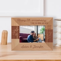 Happy 5th Anniversary I Love You More And More Every Year Personalized Wooden Frame-5" x 3 1/2" Brown Horizontal