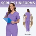 thumbnail image 2 of Niaahinn Women's Scrub Set -  Soft Stretch V-Neck Top & Elastic Waist Jogger Uniform, 8 Colors, 2 of 7