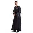 thumbnail image 4 of Fewfanhot Men's Long Sleeve Muslim Thobe, Solid Color Collared Kaftan Robe, Traditional Islamic Jubba with Pockets, S-3XL, 4 of 9