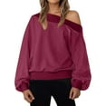 thumbnail image 2 of Inglocry Womens Oversized Sweatshirt Long Sleeve Off The Shoulder Pullover Casual Comfy Fall Clothes, 2 of 5