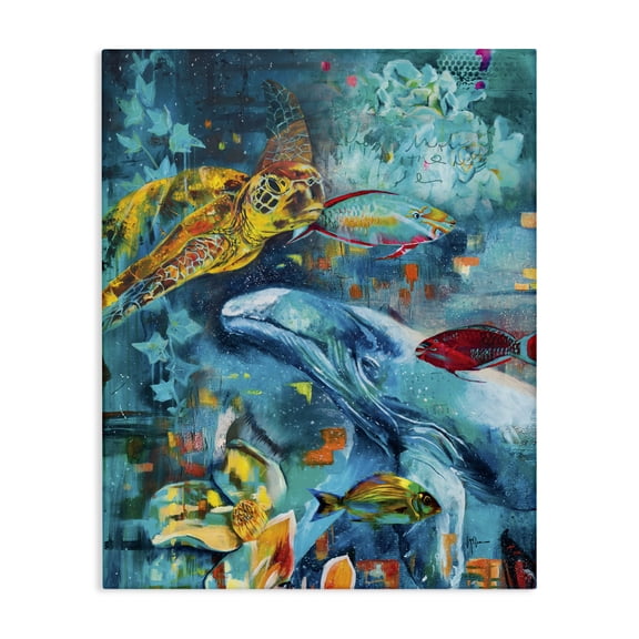 Stupell Industries Eclectic Abstract Underwater Creatures Canvas Art, 16 x 20, by Linda McClure