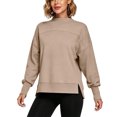 thumbnail image 5 of VBVC Women's Mock Neck Cropped Sweatshirt , Ladies' Side Slit Long Sleeve Pullover , Casual Fall Winter Tops For Women, S-3XL, 5 of 8