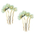 thumbnail image 4 of 4pcs Headdress Chopsticks Green Girls Cheongsam Hanfu Style Pin Girls, Combs Hairpins Flower Decorative Jewelry Chignon Fork Decoration Forks Hairpin Handmade Stick Jade Pearl for, 4 of 5