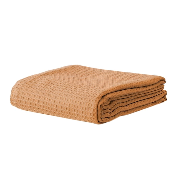 AUQ Cooling Cotton Waffle Large Size Blanket - Lightweight Breathable Spring Blanket Soft Summer Blankets for Hot Sleepers,Luxury Throws for Bed,Couch and Sofa,Orange