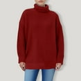 thumbnail image 6 of Zedker Women'S Solid Color Turtleneck Sweaters,Cozy Long Sleeve Knitted Casual Pullover Tops, Warm Comfortable Winter Fall Fashion Slim Blouses,Wine,XXXL, 6 of 6