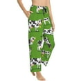 thumbnail image 2 of Disketp Cows With Calfs Green Print Women'S Comfy Pajama Pants Casual Drawstring Palazzo Lounge Wide Leg Pants, 2 of 9