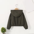 thumbnail image 6 of Xyant Girls Zip Up Cropped Windbreaker Jacket Hooded Cargo Lightweight Outerwear (Dark Green,12-14 Years), 6 of 6