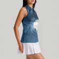 thumbnail image 4 of Women's Halloween Golf Shirt Sleeveless Collared Zip Up Tank Tops, Halloween Print Athletic Shirt for Themed Rounds Dark Blue M, 4 of 6