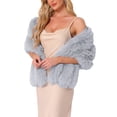 thumbnail image 4 of INSPIRE CHIC Women's Elegant Cape Shoulder Faux Fur Wedding Party Shawl M Light Grey, 4 of 5