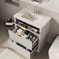 thumbnail image 4 of 30" Fluted Bathroom Vanity with Sink, Farmhouse Freestanding Bathroom Sink Cabinet with 2 Drawers & 1 Flip-Down Drawer, Easy Assembly & Cleaning, White, 4 of 7