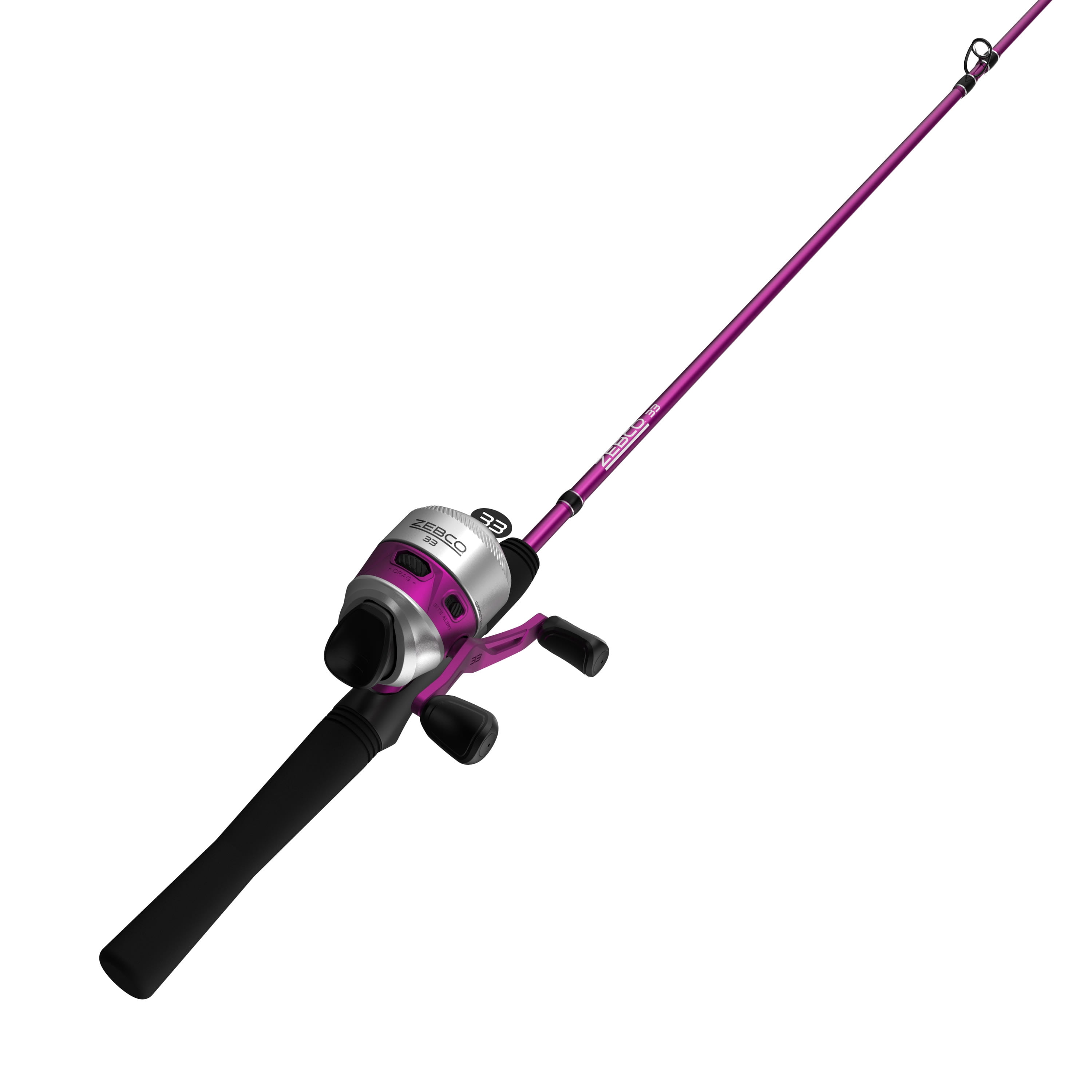 Zebco 33 Spincast Reel and Fishing Rod Combo, 6-Foot 2-Piece Rod; Assortment: Available in Black or Purple