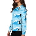 thumbnail image 4 of Long Sleeve Scrub Tops Women Snap Front Plus Size Scrub Jackets Funny Hawaiian Tropic Medical Uniform Soft Breathable Scrub Coats for Women Light Blue L, 4 of 6