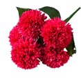 thumbnail image 1 of Ramo de flores artificiales de 5 cabezas Ceremonia de banquete de boda Decoración floral Tela de seda Flor falsa con hojas, Rosa Eigraketly HA6561-05B, 1 of 6