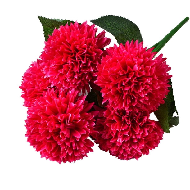 Ramo de flores artificiales de 5 cabezas Ceremonia de banquete de boda Decoración floral Tela de seda Flor falsa con hojas, Rosa kenally HA6561-05B