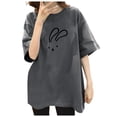 thumbnail image 2 of Women T-Shirt Casual Loose Solid Color Shirt with Crew Neck and Sleeved Drop, 2 of 4