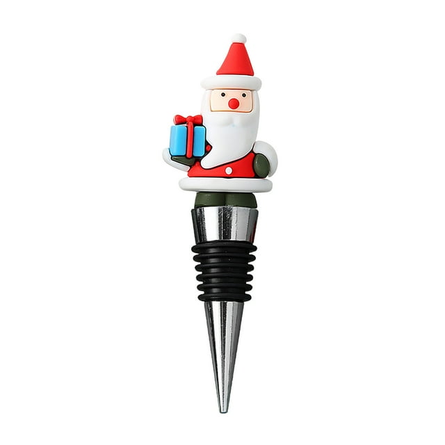 Xihbxyly Juego de Tapones de Vino Navideños, Diseños Creativos de Papá Noel y Muñeco de Nieve, Cierre Hermético para Mayor Frescura, Material Metálico Reutilizable, Ideal para Celebraciones Navideñas