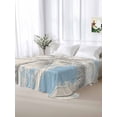 thumbnail image 5 of Palm Tree King Size Flat Sheet, Wrinkleproof & Fadeproof Cooling Flat Bed Sheet Only, Blue Tropical Plant Summer Retro Wood Plank Breathable Soft Bedding Top Sheets 105 x 98 Inches, 5 of 8