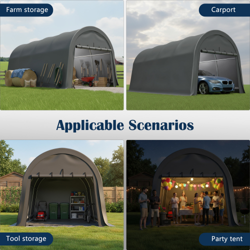 Anti-Snow 10x20 FT Carport, Commercial Grade Heavy Duty Portable Garage Canopy with Steel Frame & Vented Roof, Waterproof Outdoor Storage Shed for Vehicle, Boat, RV