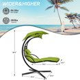 thumbnail image 3 of CL.HPAHKL Zero Gravity Swing Lounge with Canopy, Outdoor Hanging Curved Steel Chaise Lounge Chair for Outside Free Standing Hammock Patio Chair with Umbrella, Green, 3 of 7