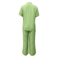 thumbnail image 6 of BODOAO Women's 2 Piece Short Sets Half Zip Short Sleeve Tops Wide Leg Long Pants Summer Dressy Casual Vacation Athletic Outfits Lounge Set Pajamas for Women Light Green M, 6 of 7