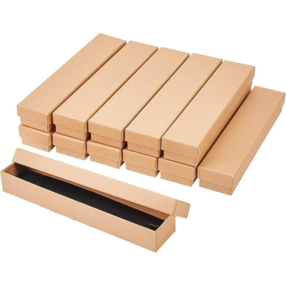 20 pcs Kraft Paper box Cardboard Jewelry boxes Bracelet box for Necklaces Earrings and Rings Rectangle Burlywood 210x45x31cm