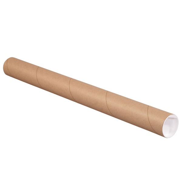White Square Mailing Tubes – 3x3x25 Inch – Heavy Duty With Plastic End Caps – 25/Case
