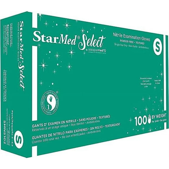 Sempermed StarMed Select Nitrile Examination Gloves, Small, 100 gloves/box