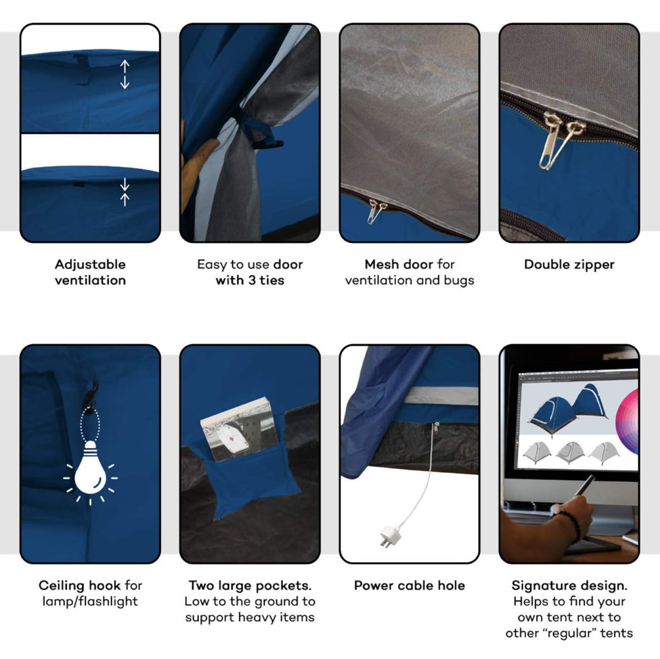 REVALCAMP 3-in-1 Camping Tent - Blue - Waterproof & Windproof 4 Season Tents for Camping, Backpacking & Hiking - Ultralight & Durable - Easy to Set-up 2 Person Tent