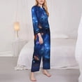 thumbnail image 3 of Honeii Astronaut Print Women's Pajama Sets Long Sleeve Button Down Sleepwear Nightwear Soft Pjs Lounge Sets 2PCS-X-Large, 3 of 7