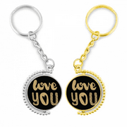 love you quote handwrite rotating rotating key chain ring accessory couple keyholder