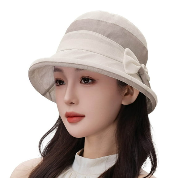HJYCHN Elegant Women's Wide Brim Sun Hat for Wedding Tea Party Summer Outdoor Occasions Beige M