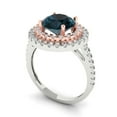 thumbnail image 2 of Halo Engagement Ring for Women - 2.6ct Natural London Blue Topaz in 18K White/Rose Gold Promise Ring, 2 of 6