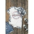thumbnail image 5 of ABPHQTO Camiseta de manga corta con estampado de teñido anudado con eslogan gris de América para mujer, 5 of 5