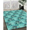 thumbnail image 3 of Ahgly Company Machine Washable Indoor Rectangle Transitional Turquoise Green Area Rugs, 6' x 9', 3 of 7