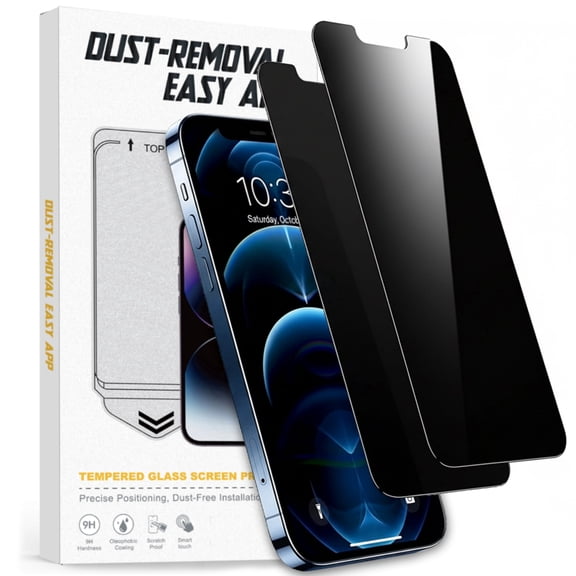 2 Pack Privacy Screen Protector for iPhone 12 / iPhone 12 Pro, Shatterproof Tempered Glass Film 6.1" with Easy Installation Tool