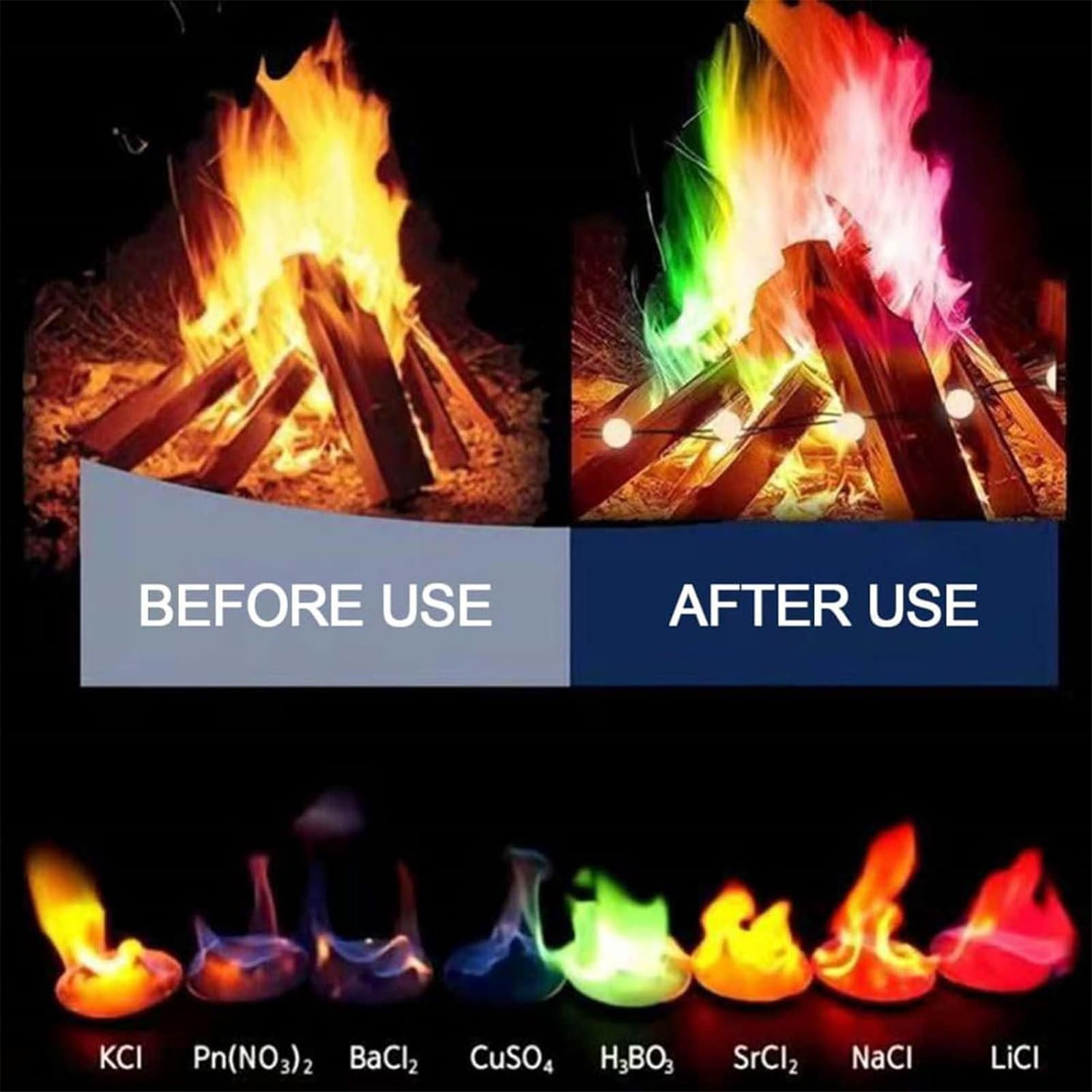 Cooking Utensils 1*Colored Flame Powder Magical Colourful Flame Powder Fire Outdoor Fireplaces Flame Color Changer Party Beach Bonfire Festival Flame Color Changing Tool for Halloween