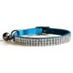 thumbnail image 3 of Veeki Collar ajustable de terciopelo suave y seguro para gatos con diamantes brillantes y campanas, 11 pulgadas para perros y gatos pequeños (azul), 3 of 5