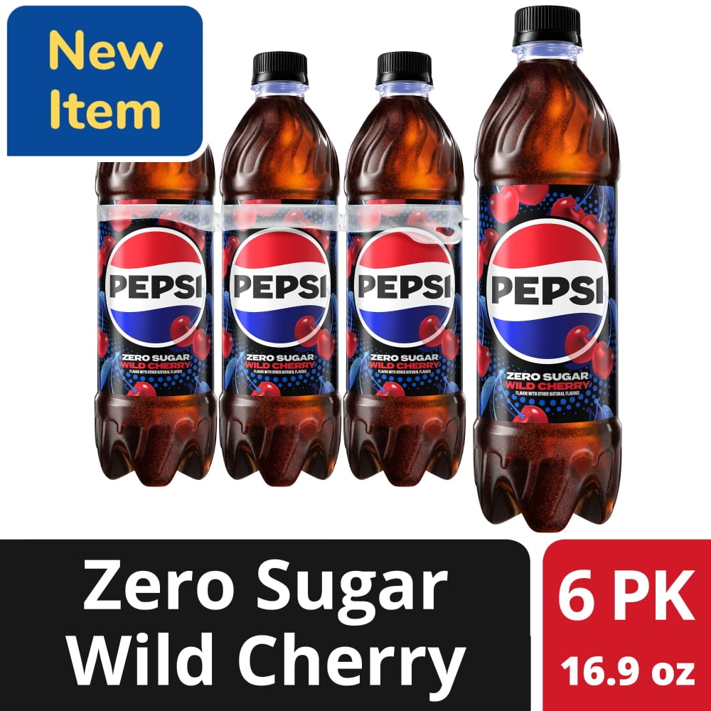 Pepsi Cola Zero Sugar Wild Cherry Soda Bottles 6 CT / 16.9 fl oz - 2 Box
