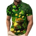 thumbnail image 3 of lcziwo Men's St Patrick's Polos Shirts Funny Irish Clover Short Sleeve Golf Shirt Casual Button Collared Work Tops, Multicolor, XXXXL, 3 of 6