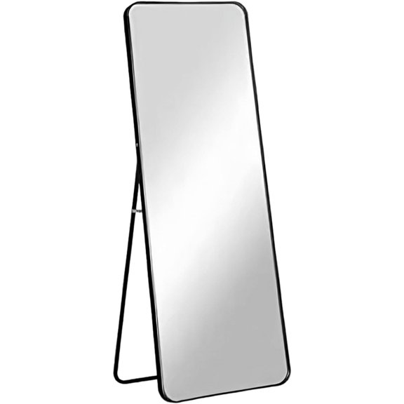 Espejo de Piso Bluelander Cuerpo Completo Soporte Marco de Aluminio Negro 160 x 50 cm