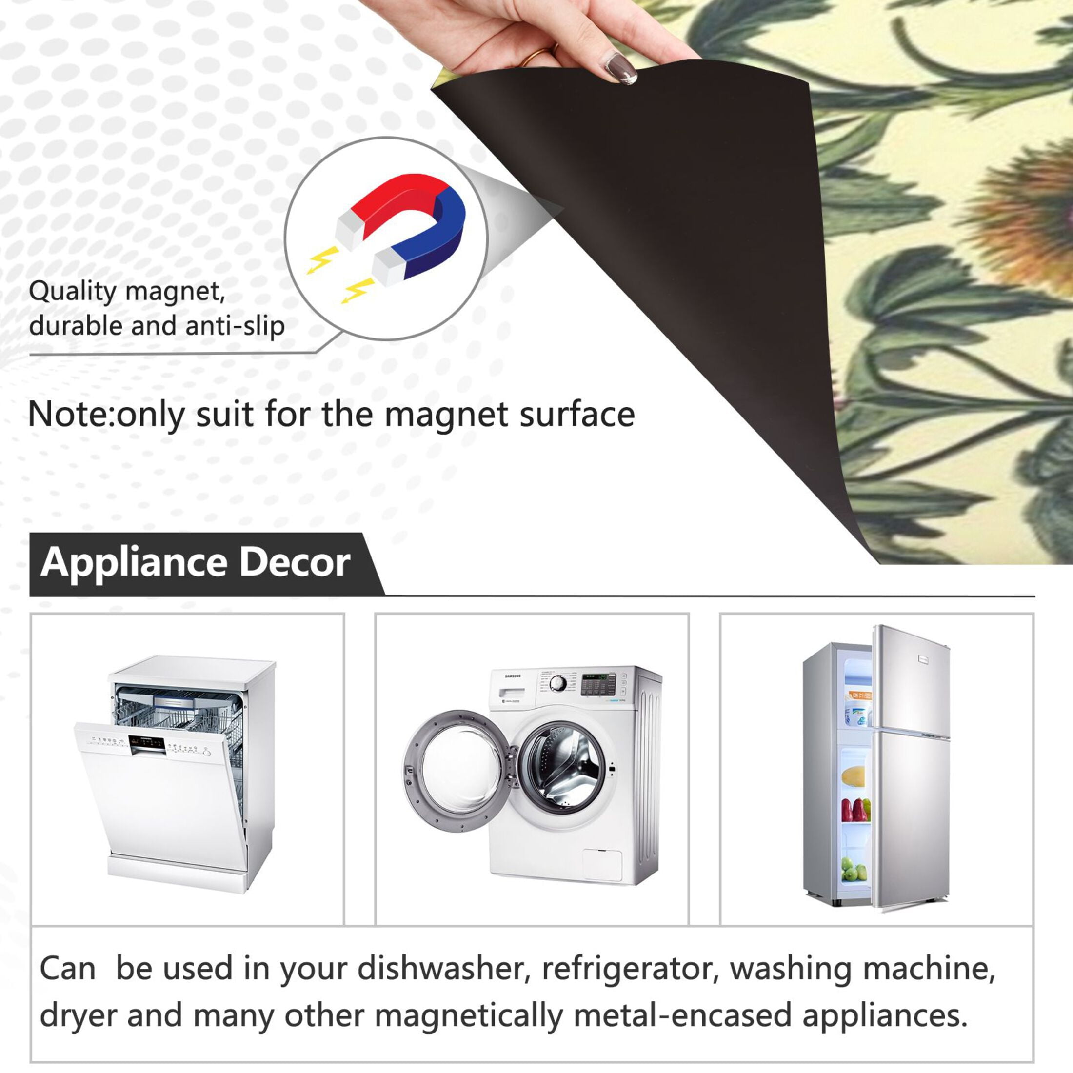 Dishwasher Magnetic Sticker 23x26 Inch Refrigerator Magnetic Sticker Washing Machine Magnetic Sticker Kitchen Panel Magnetic Sticker Home Decor Purple Flower Clusters