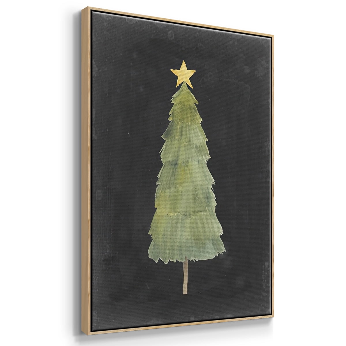 Christmas Glow Collection F - Framed Gallery Wrapped Holiday Canvas - 27 x 41 - Natural Wood Frame
