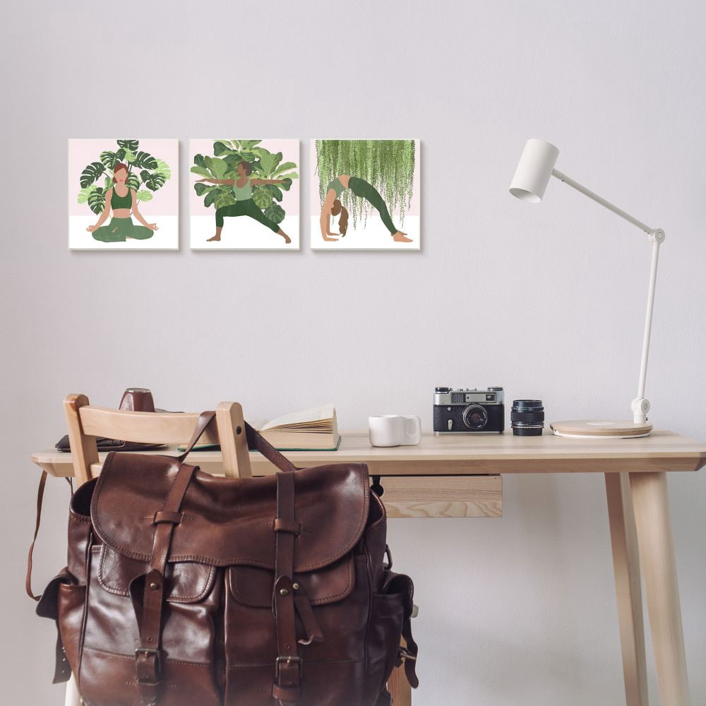 Stupell Industries Yoga Poses Female Figures Namaste Relaxation Self-Care Wall Plaque Design by Grace Popp